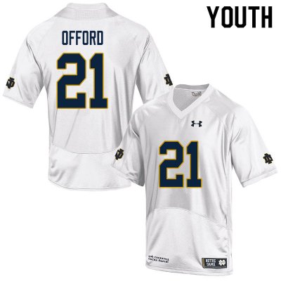 Notre Dame Fighting Irish Youth Caleb Offord #21 White Under Armour Authentic Stitched College NCAA Football Jersey PPF8399UA